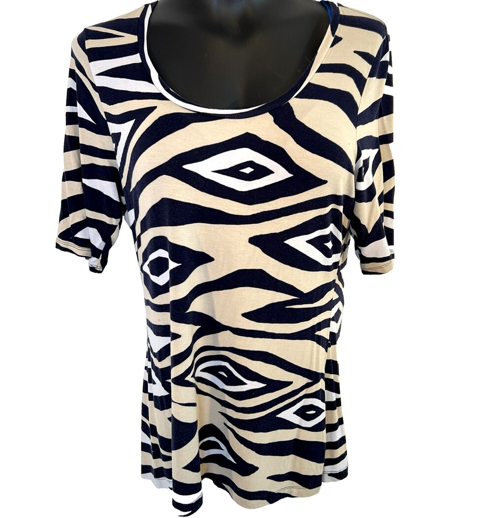 Banana Republic - Women's L Top Stretch Short Sleeve Diamond Ikat Print - Picture 9 of 15